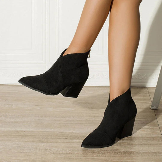 POINTED ANKLE BOOT WITH SUEDE EFFECT