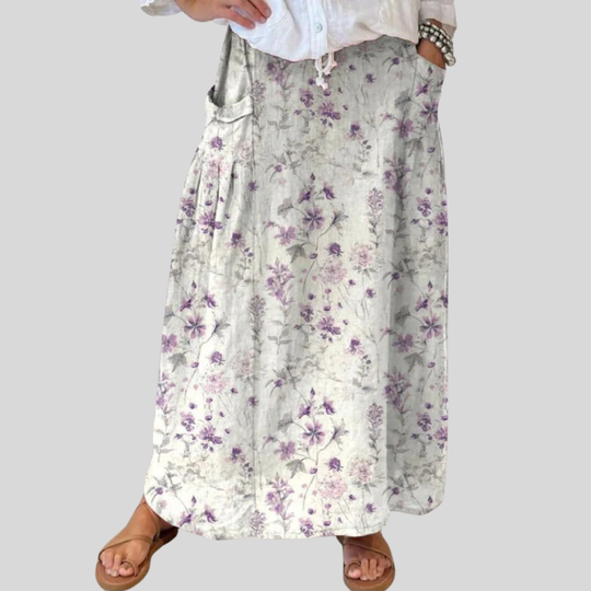 The Vintage Bloom Linen Pocket Skirt