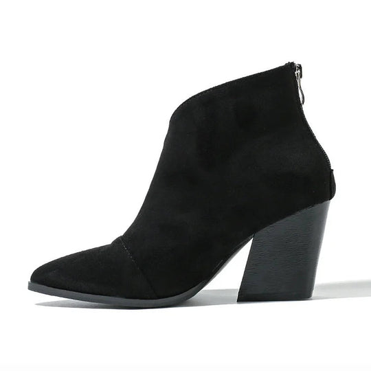 POINTED ANKLE BOOT WITH SUEDE EFFECT