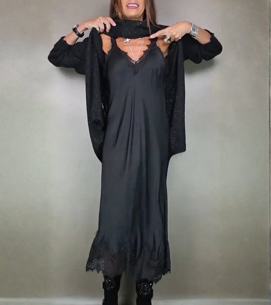 Silva | Long Set in Knit and Satin