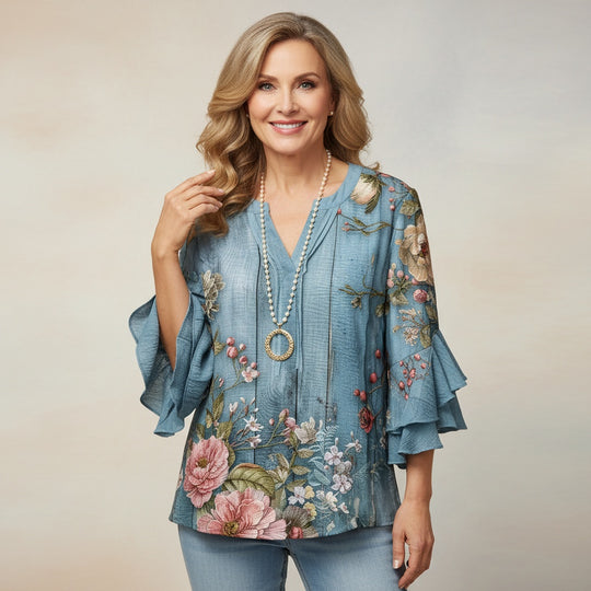 The BloomRuffle Elegance Blouse