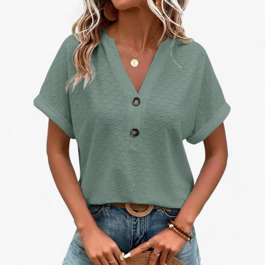 Zoey | Casual V-Neck Buttoned Blouse