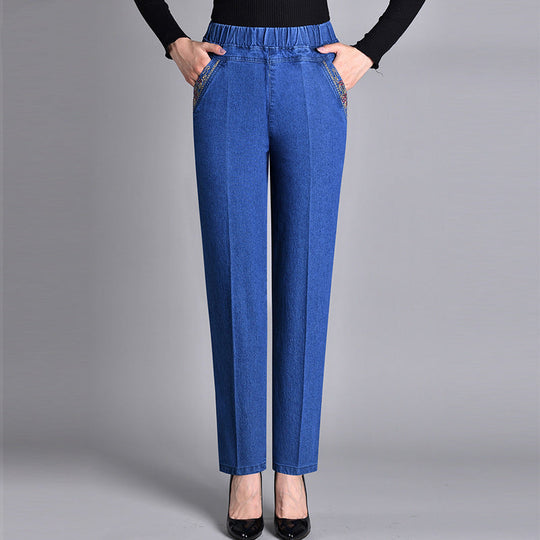 Olivia | Women's Jeans with Side Pockets and Elastic Waist