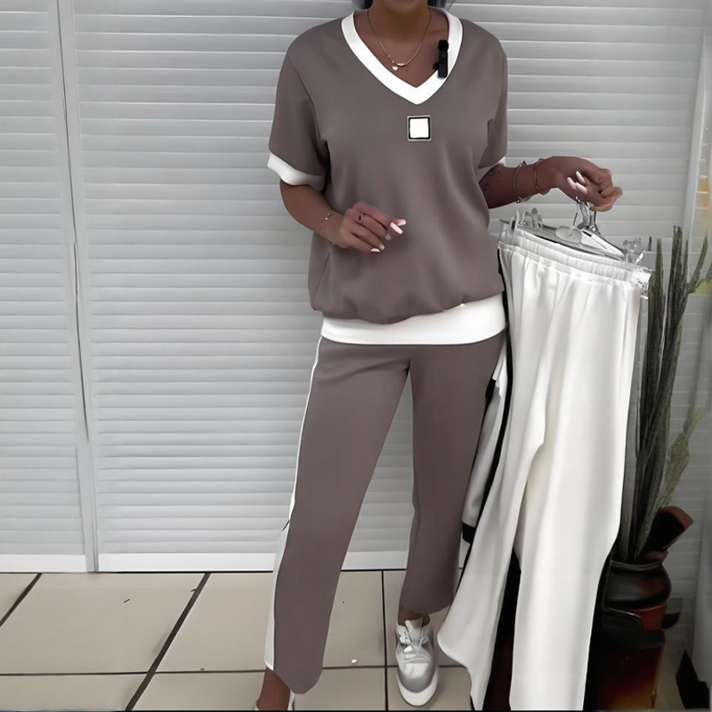 Maliah | Casual Set with V-Neck Top and Pants